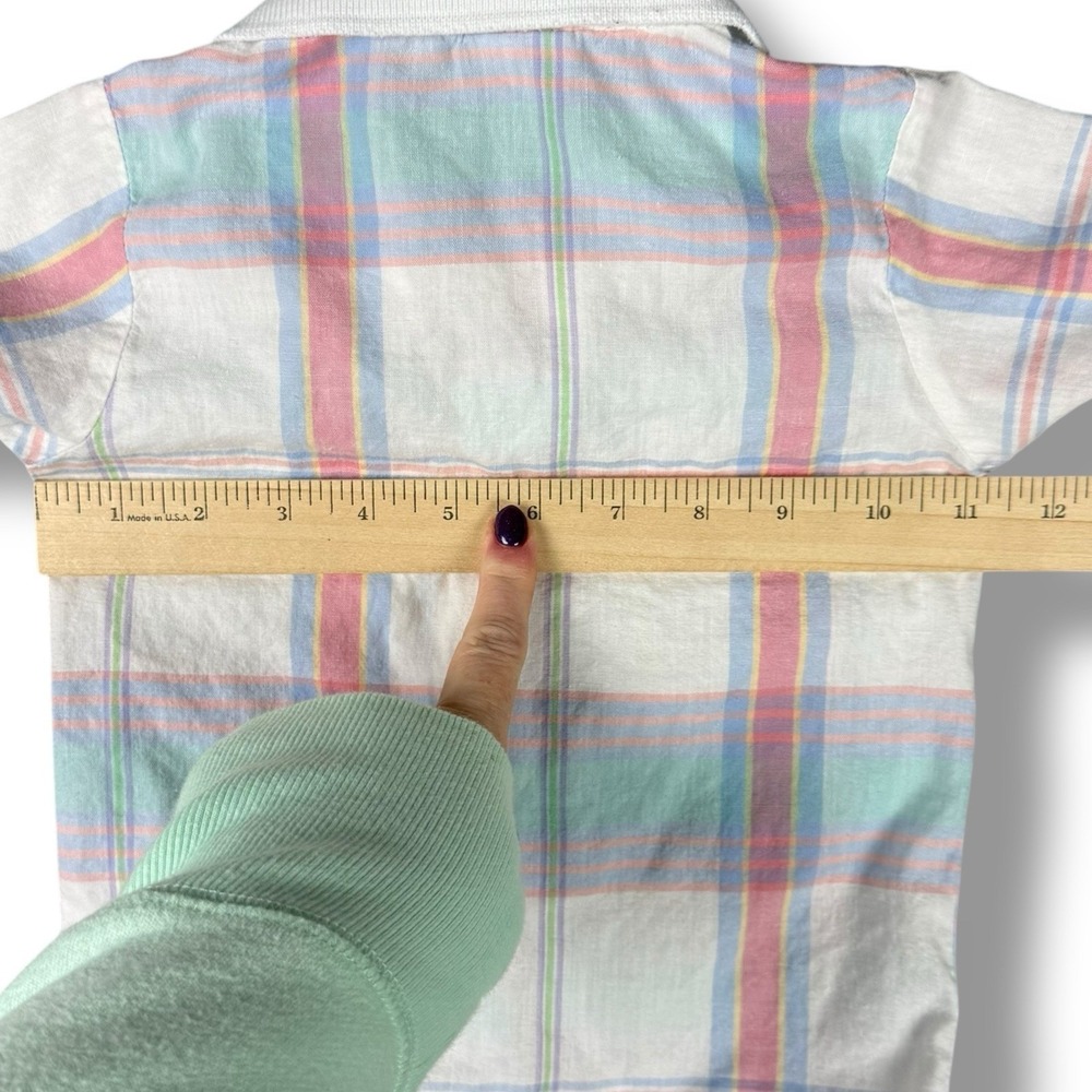 Vintage Nursery Rhyme Pastel Plaid Button Up Shirt Toddler‎ Boy 3T 100%Cotton - Picture 5 of 6